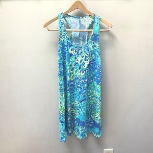 Lilly‎ Pulitzer Tank Dress Racerback Pima Cotton Blue Green XS